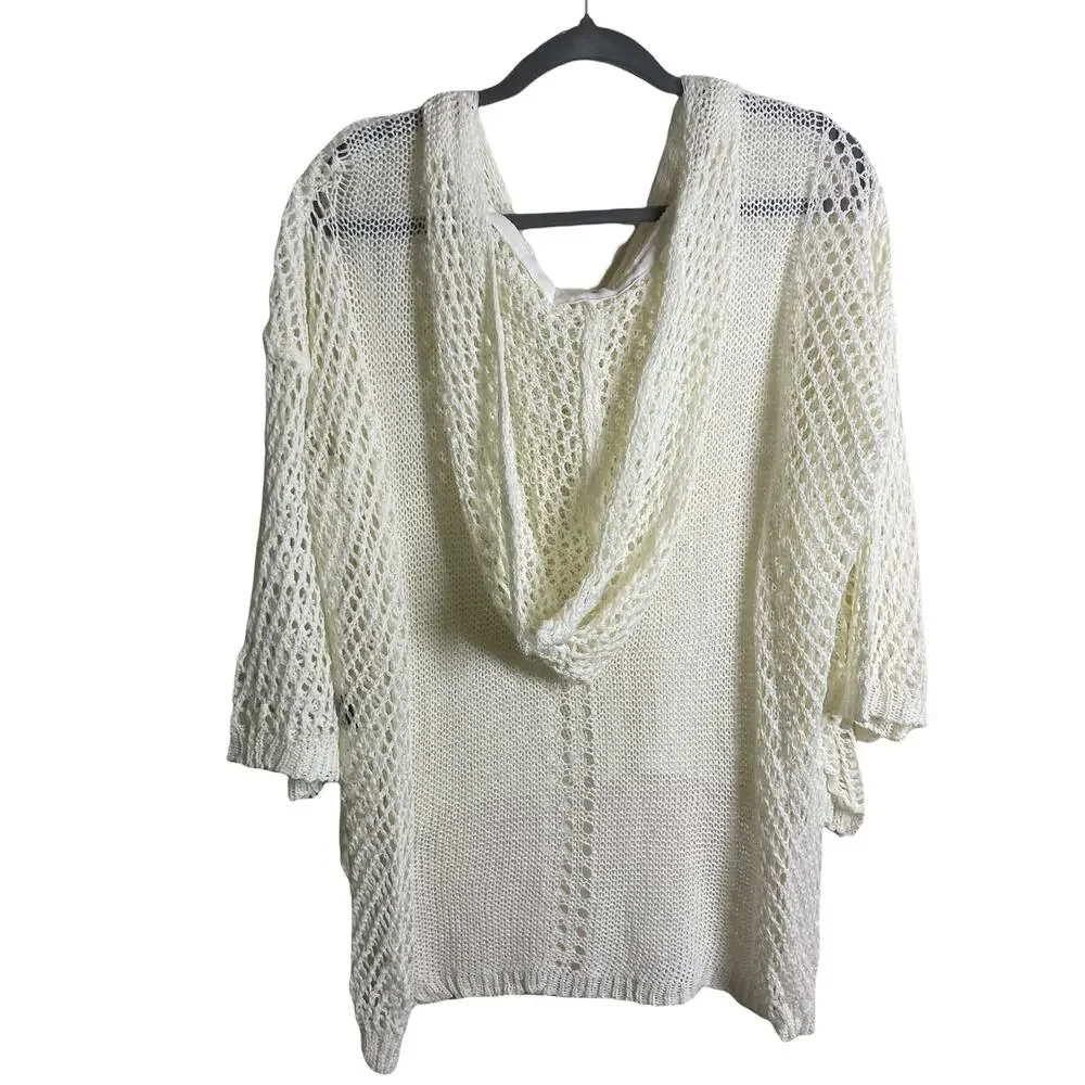 POL Ivory Lightweight Hoodie Pullover Sweater L